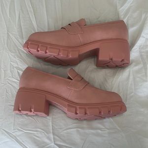 Dusty Pink platform low heeled loafers